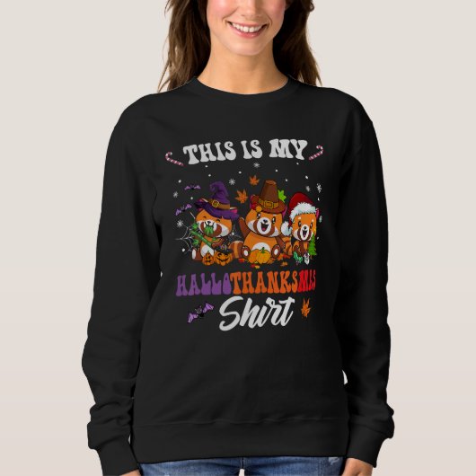 Sweatshirt This Is My Hallothanksmas Red Panda Santa Hat Chri (Devant)