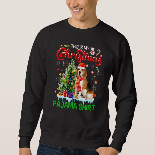 Sweatshirt This My Christmas Pajama  Beagle Scarf Santa Xmas (Devant)
