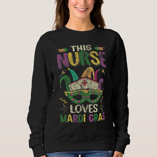 Sweatshirt This Nurse Loves Mardi Gras Mask Ribbons_2 (Devant)