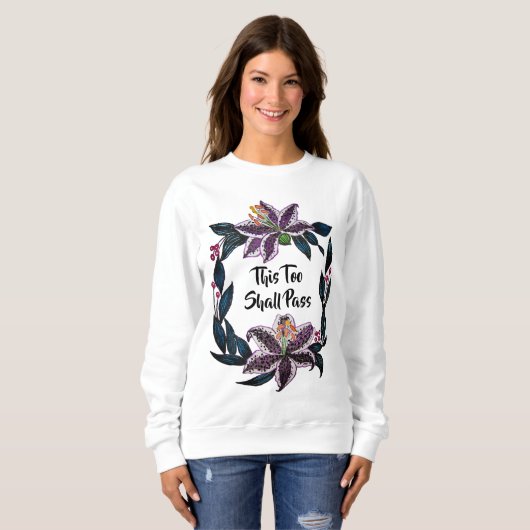 Sweatshirt "This Too Shop Pass" Aquarelle Lily Wreath (Devant entier)