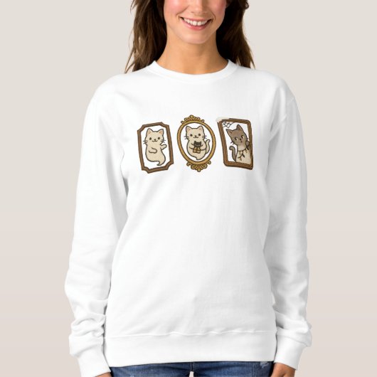 Sweatshirt Three Ghost Cats in Ornate Frames | Cute Halloween (Devant)