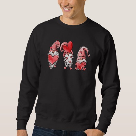 Sweatshirt Three Gnomes Holding Hearts Valentines Day (Devant)