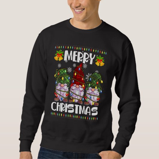Sweatshirt Three Gnomes Matching Family Merry Christmas Tree  (Devant)