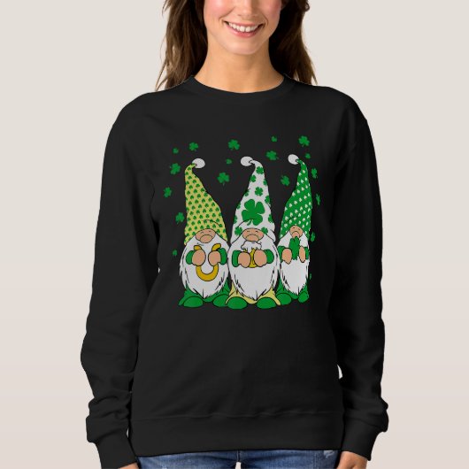 Sweatshirt Three Green Irish Gnomes Shamrock Clover St Patric (Devant)
