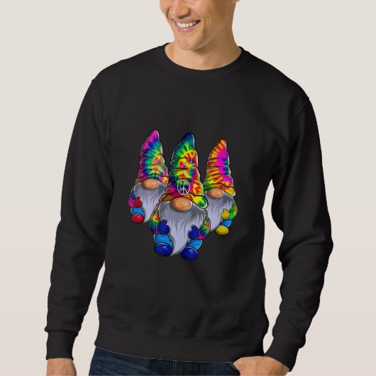 Sweatshirt Three Hippie Gnomes Peace Gnome  Retro Tie Diy (Devant)