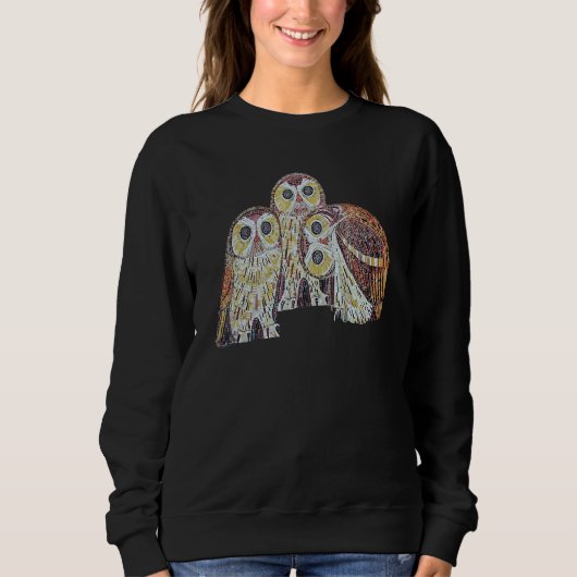 Sweatshirt Three Owls Detailed Vector In Nouveau Style 1 (Devant)
