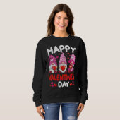 Sweatshirt Three Pink Gnomes Holding Heart Happy Valentine's  (Devant entier)