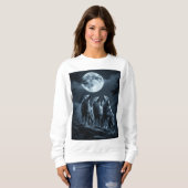 Sweatshirt Three Wolves Howling at the Full Moon - Three Wolf (Devant entier)