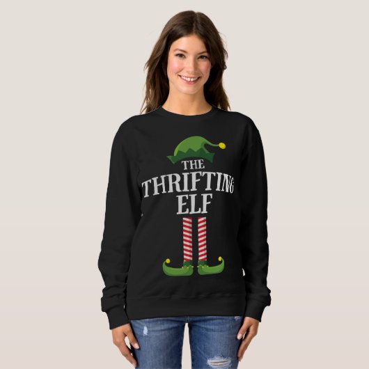 Sweatshirt Thrifing Elf Matching Family Group Christmas Funn (Devant entier)