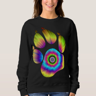 Sweatshirt Tie Dye Animal Chat Chien Empreinte de patte Pour