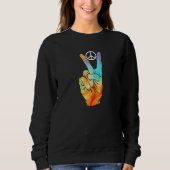 Sweatshirt Tie Dye Peace Hand Symbol Fun Nostalgic Retro 1960 (Devant)