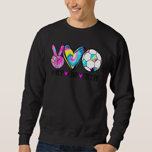 Sweatshirt Tie Dye Peace Love Soccer Cute Design Heart Ball (Devant)