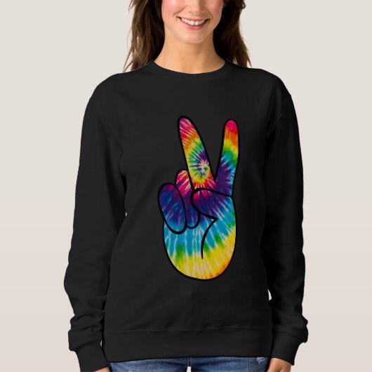 Sweatshirt Tie Dye Peace Sign Hand  Hippies V   1 (Devant)
