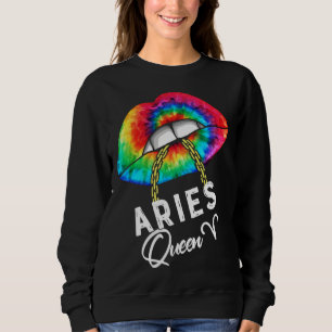 Sweatshirt Tie Dye Reine Bélier Lèvres Zodiaque Mars Avril Re
