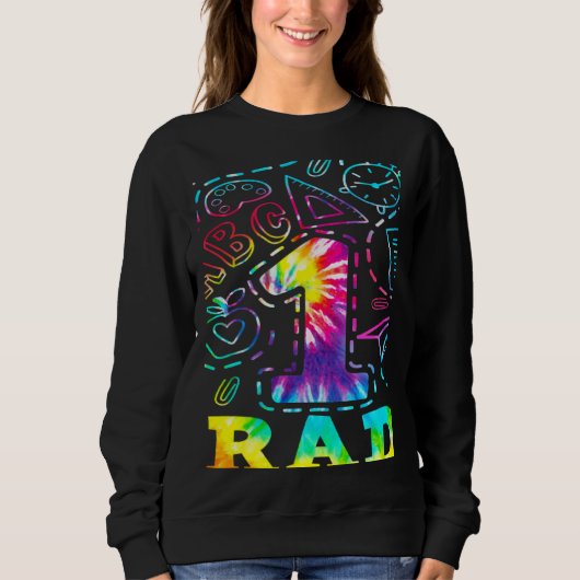 Sweatshirt Tie Dye Welcome Back To School Happy 1 Grade (Devant)