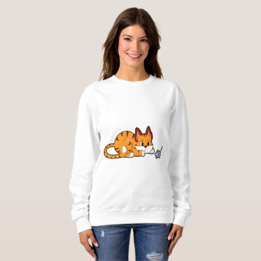 Sweatshirt Tiger chat avec souris (Devant entier)