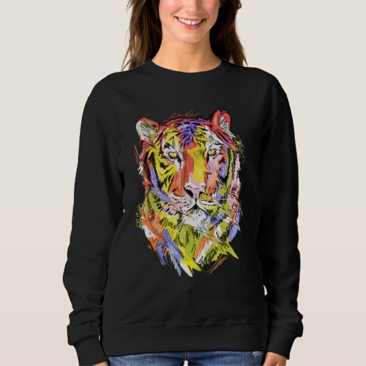 Sweatshirt Tiger colourful animal art animal lovers (Devant)