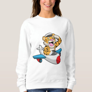 Sweatshirt Tiger comme pilote dans l'avion