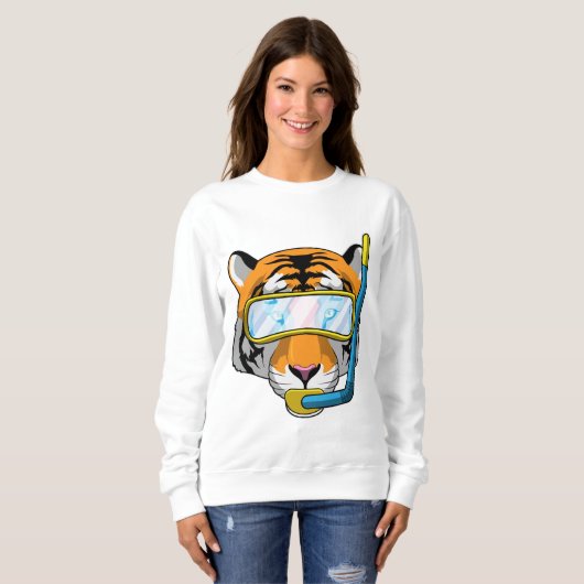 Sweatshirt Tiger comme plongeur avec tuba (Devant entier)