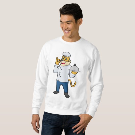 Sweatshirt Tiger Cook Chef hat Platter (Devant entier)