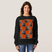 Sweatshirt Tiger Head Pattern Design Orange  (Devant entier)