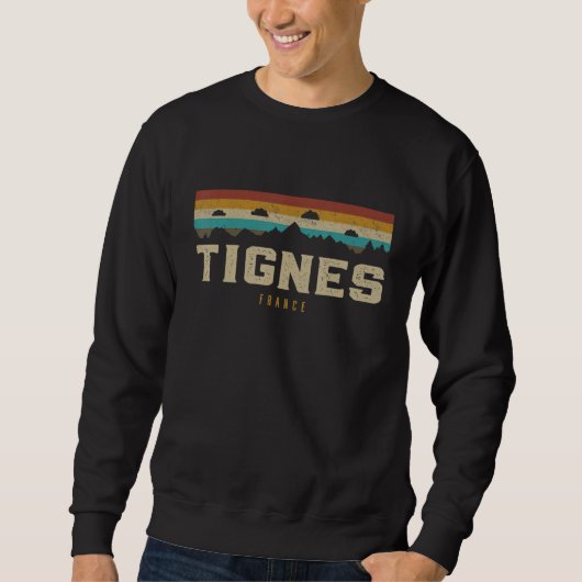 Sweatshirt Tignes Mountains France Hiking Outdoors Retro (Devant)