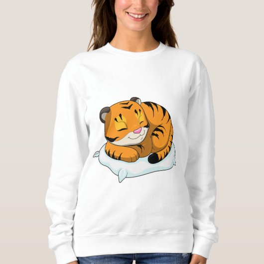 Sweatshirt Tigre au coucher avec Coussin (Devant)