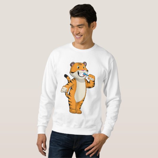 Sweatshirt Tigre avec brosse à dents (Devant entier)