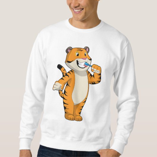 Sweatshirt Tigre avec brosse à dents (Devant)
