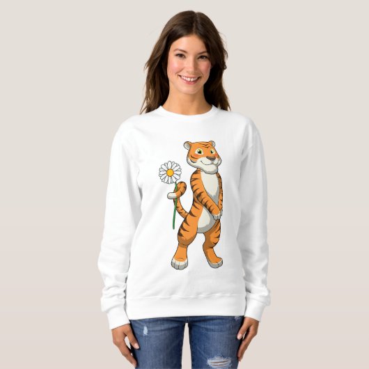Sweatshirt Tigre avec Daisy Flower (Devant entier)