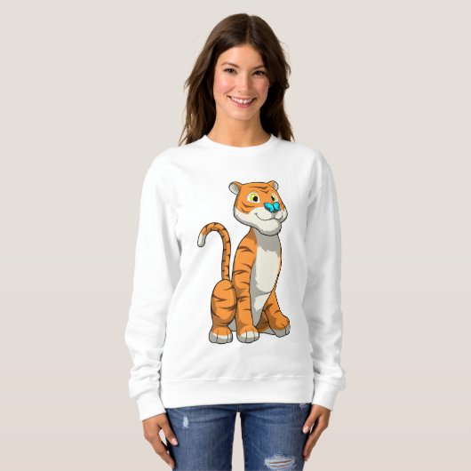 Sweatshirt Tigre avec papillon (Devant entier)