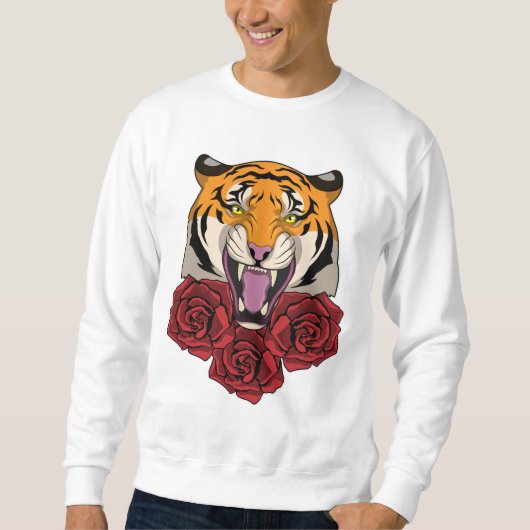 Sweatshirt Tigre avec Rose (Devant)