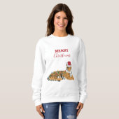 Sweatshirt Tigre de Noël Animaux amusants avec chapeau de Pèr (Devant entier)