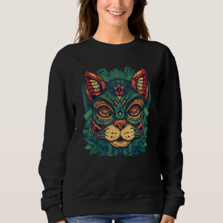 Sweatshirt Tiki Totem Mask Hawaiian Cat Tiki Mask Hawaii Cat