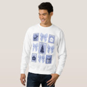 Sweatshirt Timbre postal de Noël Coquette bleu (Devant entier)