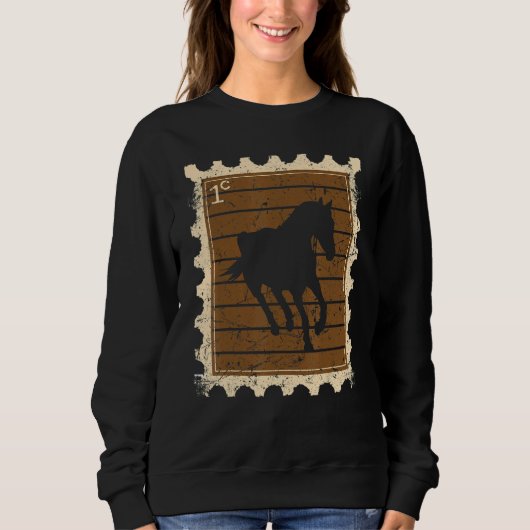 Sweatshirt Timbre-poste avec un cheval 3 (Devant)