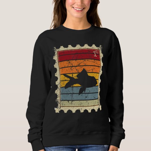Sweatshirt Timbre-Poste Avec Un Poisson Coucher De Soleil (Devant)