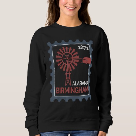 Sweatshirt Timbre-poste avec une ancienne éolienne à Birmingh (Devant)