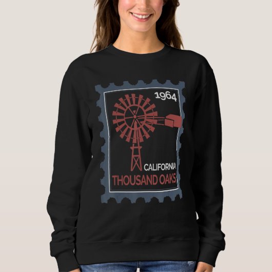 Sweatshirt Timbre-poste avec une ancienne éolienne à Thousand (Devant)