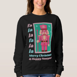Sweatshirt Timbre-poste de Noël Casse-Noisette Fa La La Rose