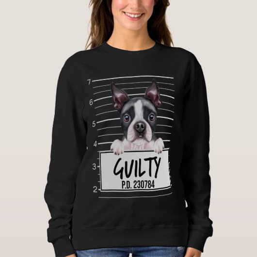 Sweatshirt Tirage de Boston Terrier Coupable Chien (Devant)
