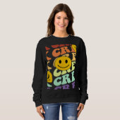 Sweatshirt Tk crew squad retro smile face Back To School kind (Devant entier)