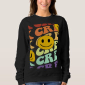 Sweatshirt Tk crew squad retro smile face Back To School kind (Devant)