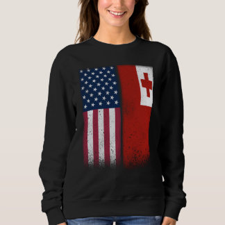 Sweatshirt Tonga Tongan American Flags Proud USA Tonga