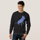 Sweatshirt Tons Bleus Sitting Pit Bull race Chien Scoop (Devant entier)