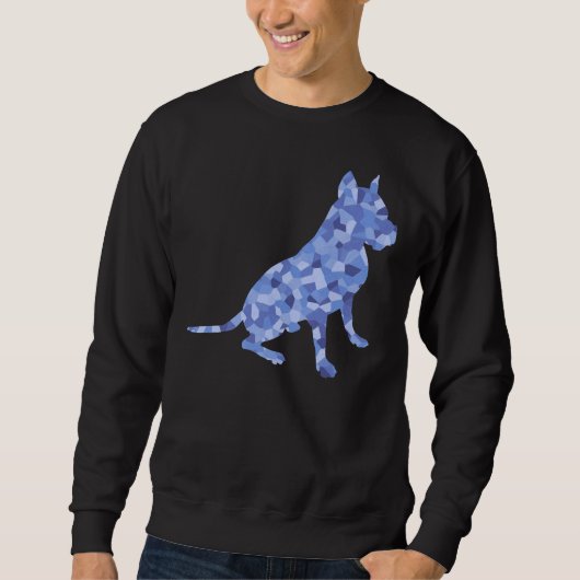 Sweatshirt Tons Bleus Sitting Pit Bull race Chien Scoop (Devant)