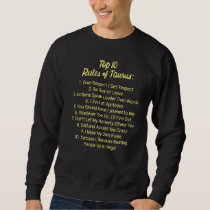 Sweatshirt Top 10 Règles Du Taurus Horoscope Femmes Hommes Zo