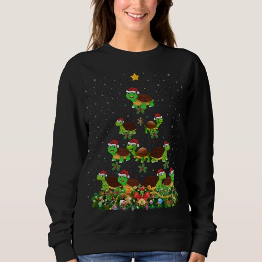 Sweatshirt Tortoise Xmas Arbre Cadeau Santa Chapeau Tortoise  (Devant)