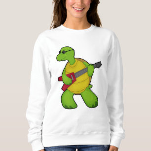 Sweatshirt Tortue à la musique avec guitare et lunettes de so