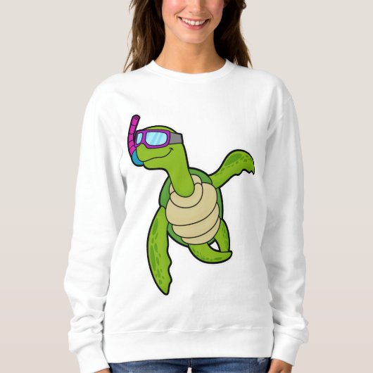 Sweatshirt Tortue à la natation avec tuba (Devant)